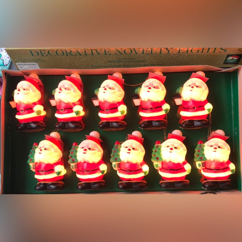 Vintage Kurt Adler Santa Decorative Novelty Christmas Set New In Box 3.25” Tall
